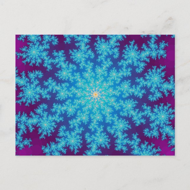 Snowflake Fractal Aqua Blue Vykort (Framsida)
