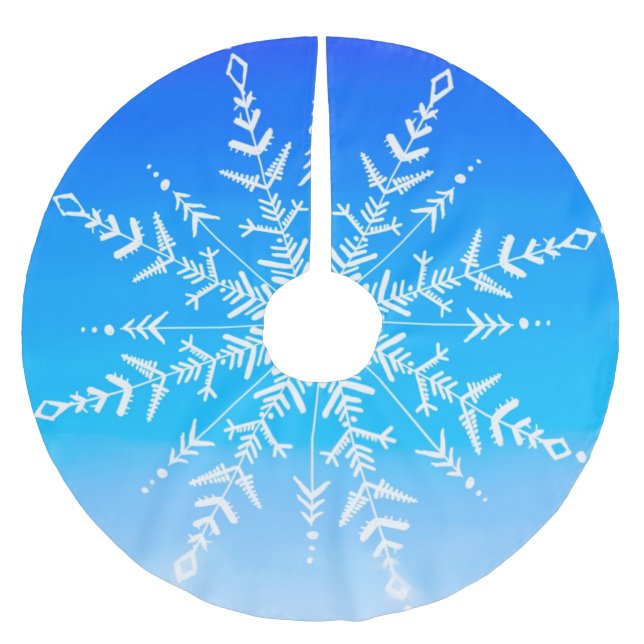 Snowflake-fraktur på blåvit färg-tonårsmassa julgransmatta borstad polyester (Framsidan)