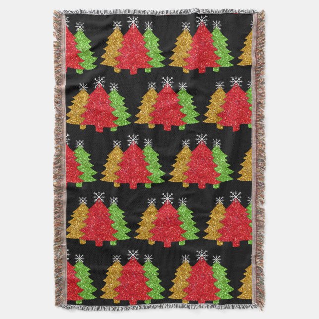 Snowflake från den rödröda grönten Julgran Filt (Framsidan Vertikal)