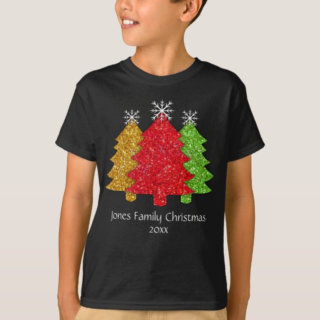 Snowflake från den rödröda grönten Julgran T Shirt (Framsida)