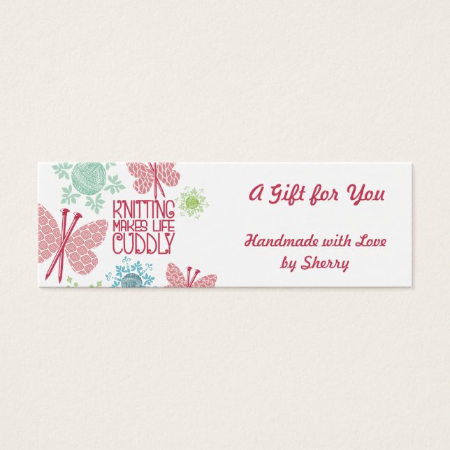 Snowflake från nål som stickas under jul litet visitkort (Framsidan)