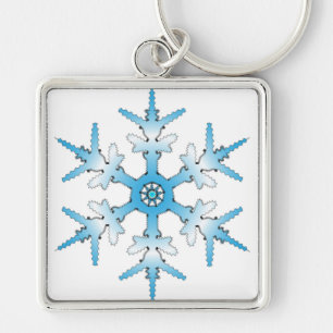 SNOWFLAKE FYRKANTIG SILVERFÄRGAD NYCKELRING