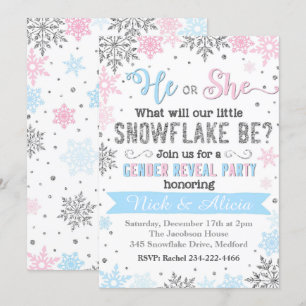 Snowflake Gender Reveal-inbjudan Inbjudningar