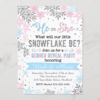 Snowflake Gender Reveal-inbjudan Inbjudningar