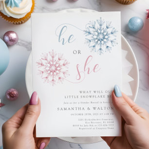 Snowflake Gender Reveal Party-inbjudan Inbjudningar
