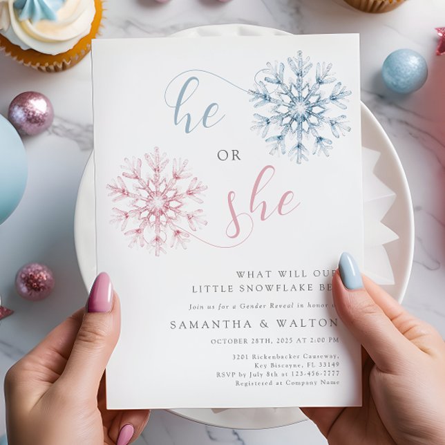 Snowflake Gender Reveal Party-inbjudan Inbjudningar (Skapare uppladdad)