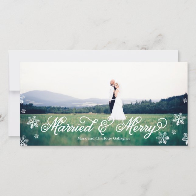 Snowflake-gift och Merry Fullt Bleed-Helgdag Julkort (Framsida)