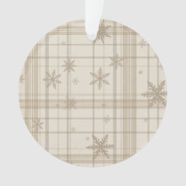 Snowflake Gingham Plaid Ornament – Neutral Beige
