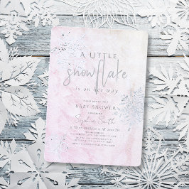 Snowflake Girl Baby Shower, frusen, Winter Silver Inbjudningar