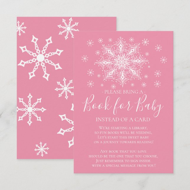 Snowflake Girls Baby Shower Bok för Baby Inbjudningar (Fram/baksida)