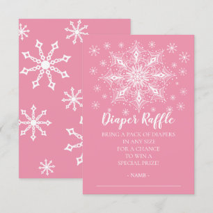 Snowflake Girls Baby Shower Diaper Raffle Biljett Inbjudningar