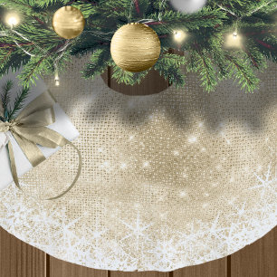 Snowflake Glitter och Shine Guld ID671 Julgransmatta Borstad Polyester
