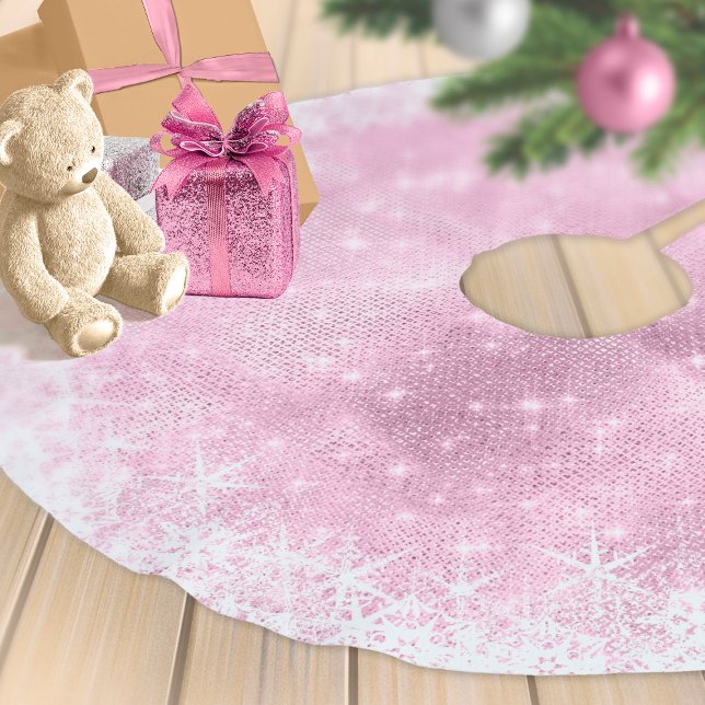 Snowflake Glitter och Shine Rosa ID671 Julgransmatta Borstad Polyester (Skapare uppladdad)