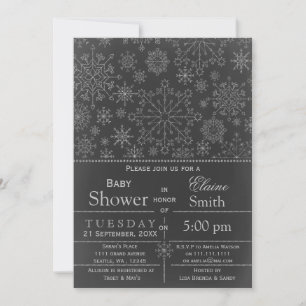 Snowflake glitter silver Winter Babydusch Inbjudan