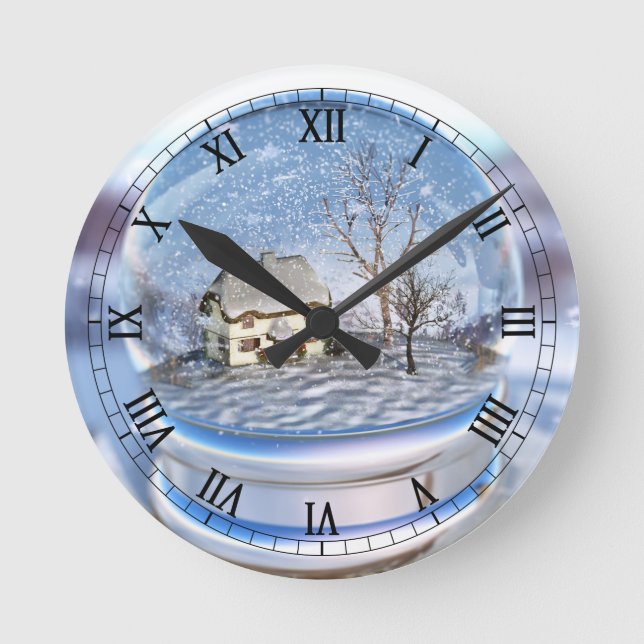 Snowflake Globe Clock Rund Klocka (Framsida)