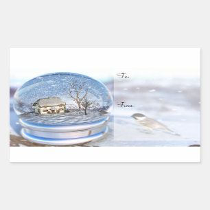 Snowflake Globe julklappsetiketter Rektangulärt Klistermärke