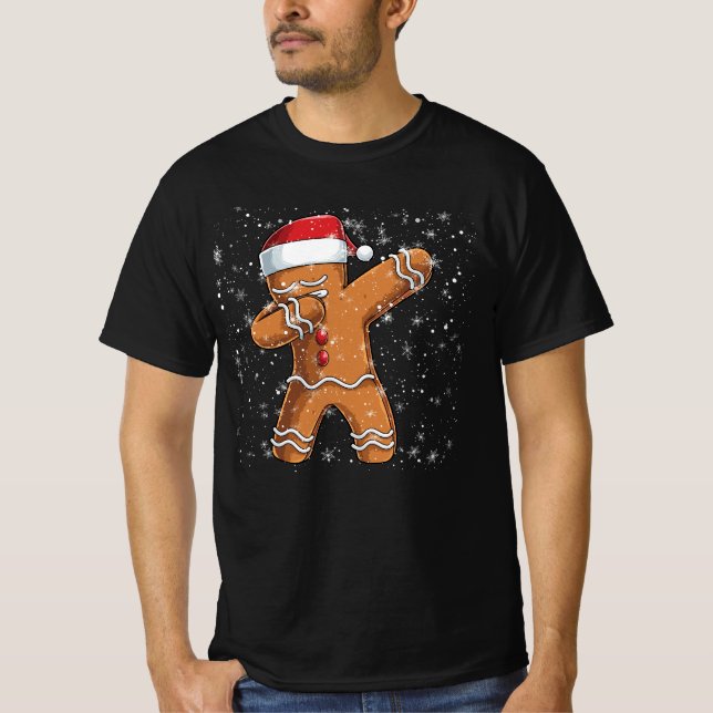 Snowflake God jul Dabbing Pepparkaksgubbe T Shirt (Framsida)