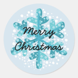 Snowflake God jul Sticker Stil 1 Runt Klistermärke