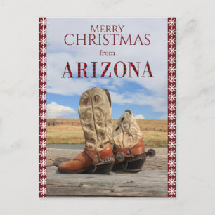 Snowflake Gräns Arizona Cowboy Boots jul Helg Vykort