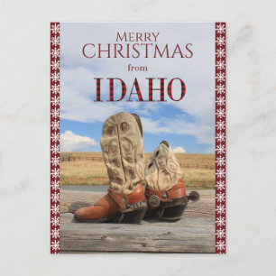 Snowflake Gräns Idaho Cowboy Boots jul Helg Vykort