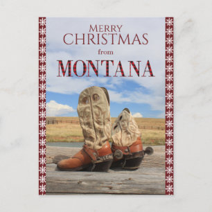 Snowflake Gräns Montana Cowboy Boots jul Helg Vykort