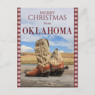 Snowflake Gräns Oklahoma Cowboy Boots jul Helg Vykort