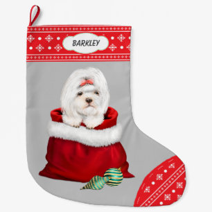 Snowflake Gräns Shih Tzu Gift Surprise Stor Julstrumpa