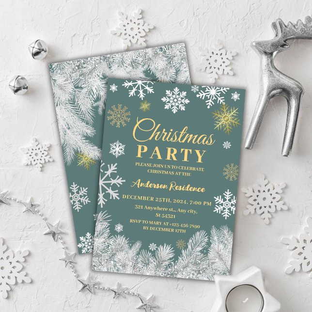 Snowflake Gräs Elegant Corporate jul Party Inbjudningar (Skapare uppladdad)