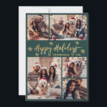Snowflake Grönt och Guld 5 Photo Collage jul Julkort<br><div class="desc">Modern Elegant Grönt för skript och Guld Snöflingor 5 Photo Collage God jul Script Helgdag Card. Den här sjutna, minimalistiska, vimistaktiga, fem (5) fotokortmallen innehåller ett fotokollage i söt, en del snöflake och säger "God jul"! Texten "God jul" hälsning är skriven i ett vackert handskript med texten Calligraphy-bokstäver i guld...</div>