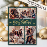 Snowflake Grönt och Guld 5 Photo Collage jul Julkort<br><div class="desc">Modern Calligraphy-Grönt med enkel Elegant och Guld Snöflingor 5 Photo Collage God jul Script Helgdag Card. ( ) NOTERA ATT DESSA STORLEKA KORT PÅ 6, 5" X 8, 75" ÄR STÖRRE ÄN GENOMSNITTET, PÅ GRUND AV DET STÖRRE STORLEKA KORTET ÄR DET NÄSTAN SÄKERT ATT POSTAGKOSTNADERNA KOMMER ATT VARA HÖGRE. OM...</div>
