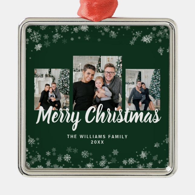 Snowflake Grönt Ornaments Julgransprydnad Metall (Framsidan)