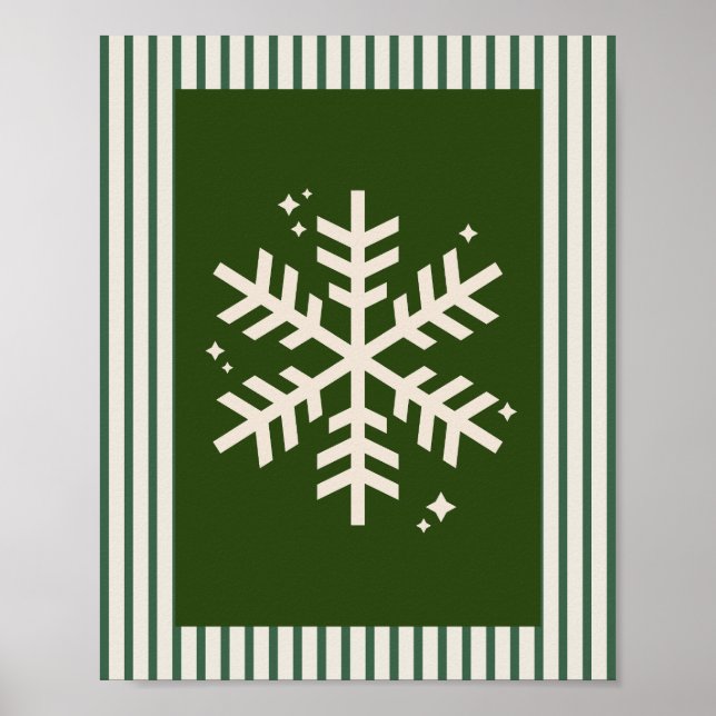Snowflake-Grönt Poster (Framsidan)