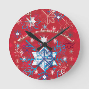 Snowflake Hälsning I Rund Klocka