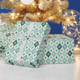 Snowflake Harlequin MCM Blue Presentpapper
