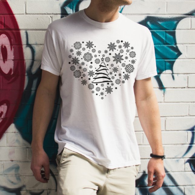 Snowflake Heart Julgran T Shirt (Skapare uppladdad)