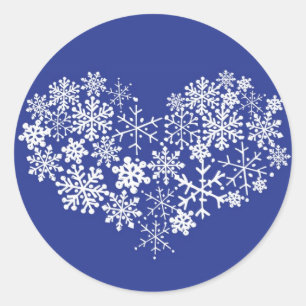 Snowflake Heart Winter Wedding Favor Kuvert Seal Runt Klistermärke
