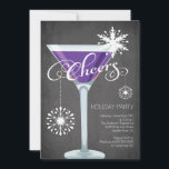 Snowflake Helgdag Cocktail Party-inbjudan Inbjudningar<br><div class="desc">Roligt moderna CHEERS! Retro Helgdag Cocktail Party-inbjudan som innehåller ett festive Red martini-glas med snöflingor på stammen satt på en populär och trendig svart kritbakgrund.  Underbar för en nyårsafton party,  julfest,  jultoma party,  kontor party,  trim träd party eller en speciell vinter samlas party.</div>