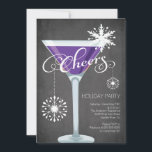 Snowflake Helgdag Cocktail Party-inbjudan Inbjudningar<br><div class="desc">Roligt moderna CHEERS! Retro Helgdag Cocktail Party-inbjudan som innehåller ett festive Red martini-glas med snöflingor på stammen satt på en populär och trendig svart kritbakgrund.  Underbar för en nyårsafton party,  julfest,  jultoma party,  kontor party,  trim träd party eller en speciell vinter samlas party.</div>