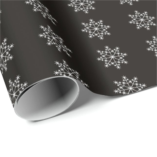 Snowflake Helgdag Design Black White jul Presentpapper (Rullad Hörn)