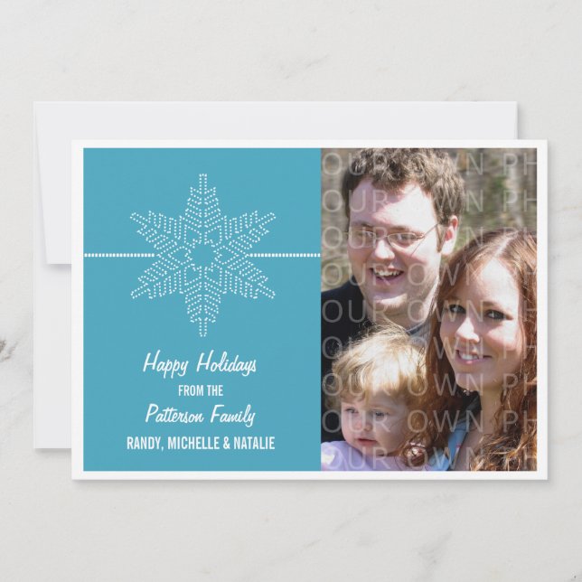 Snowflake Helgdag Flat Card, blått Julkort (Framsida)