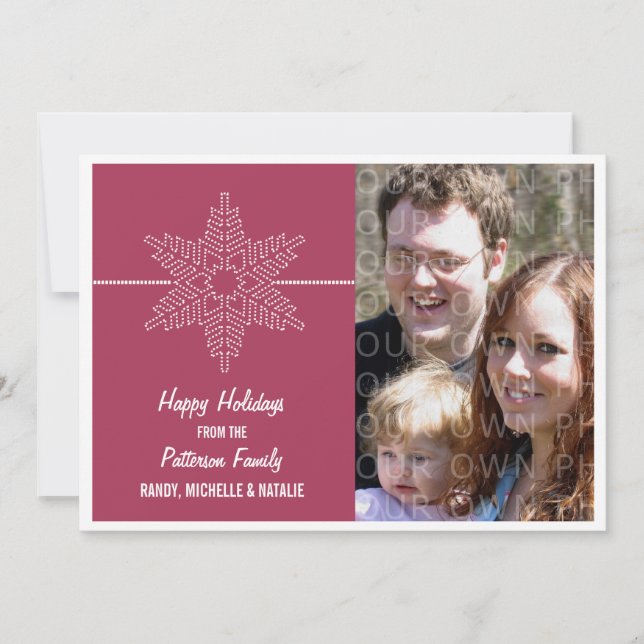 Snowflake Helgdag Flat Card, Rosa Julkort (Framsida)