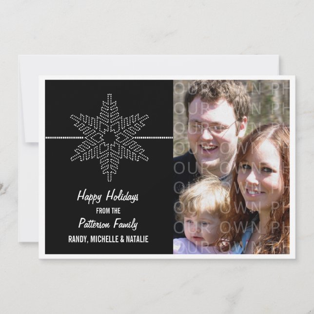 Snowflake Helgdag Flat Card, svart Julkort (Framsida)