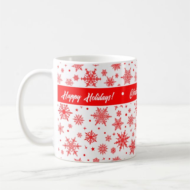 Snowflake Helgdag White/Red Coffee Mugg (Vänster)