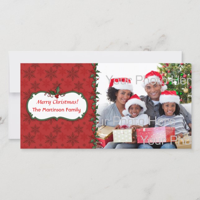 Snowflake Holly Photo Card Julkort (Framsida)