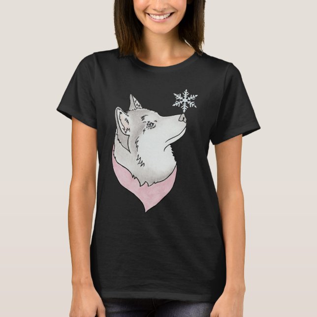 Snowflake Husky T Shirt (Framsida)
