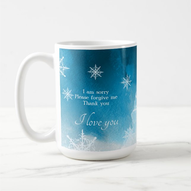 Snowflake Ice Blue Customized Quote och Namn Kaffemugg (Vänster)