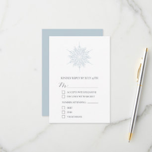 Snowflake Ice Blue Elegant Winter bröllop OSA Kort
