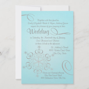 Snowflake Ice Blue och Silver Winter Wedding Inbjudningar