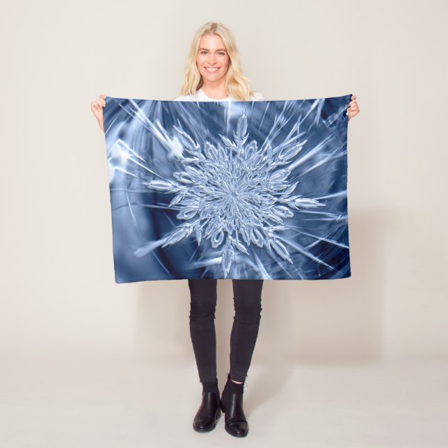 Snowflake Ice Crystal Fleecefilt (På plats)