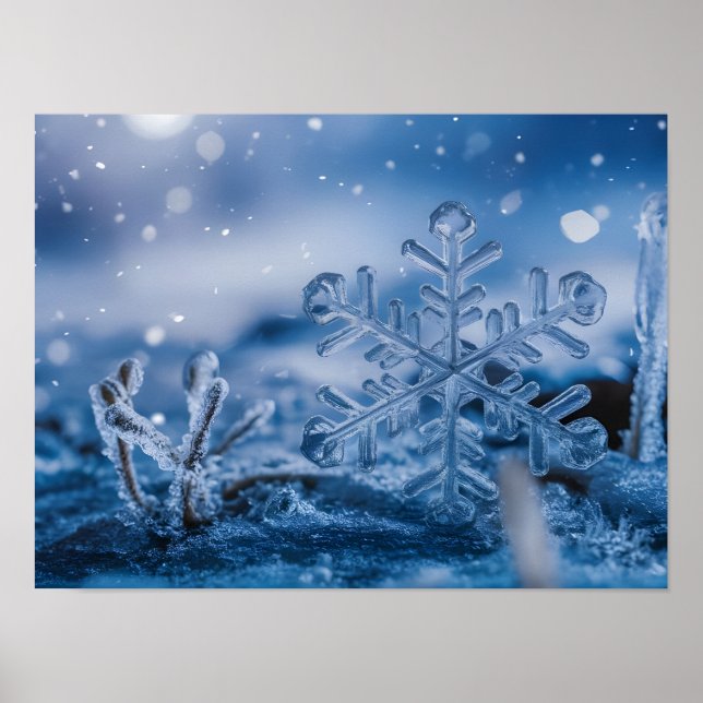 Snowflake Ice Crystals Etheral Snowflake Ice Cryst Poster (Framsidan)